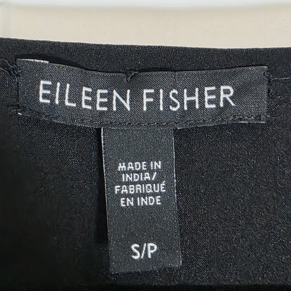 NWOT Eileen Fisher Silk Black Hand Beaded Falling Star Loose Blouse Shirt Small - Picture 3 of 6